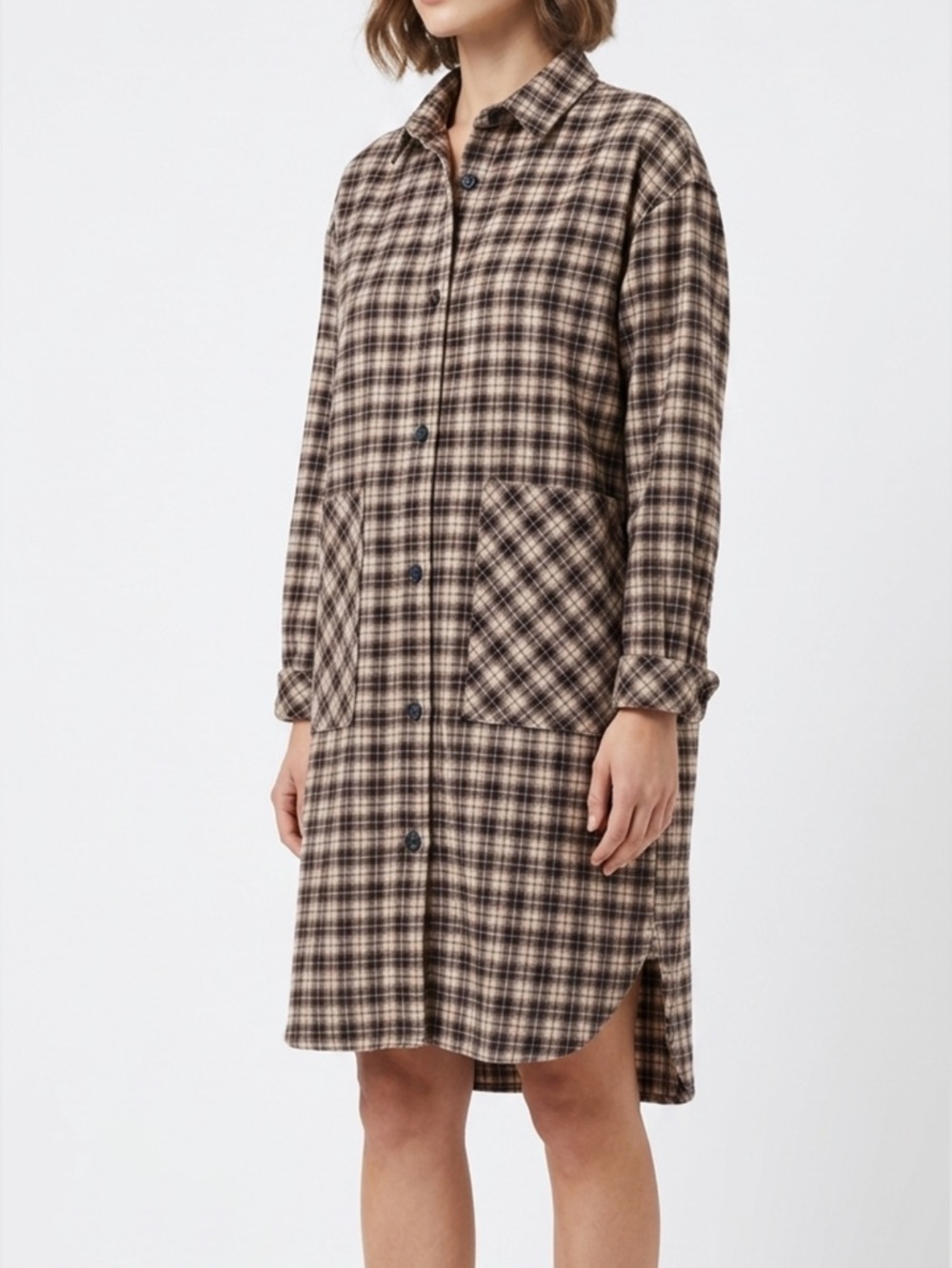Twik Paris Simons plaid shirt dress size xs fits oversized cozy
